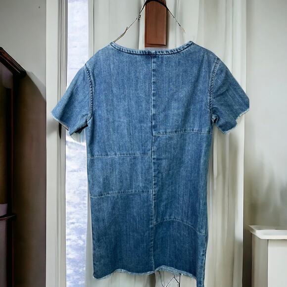 All Saints Denim Patch Mini Dress Size 4 - Picture 6 of 6